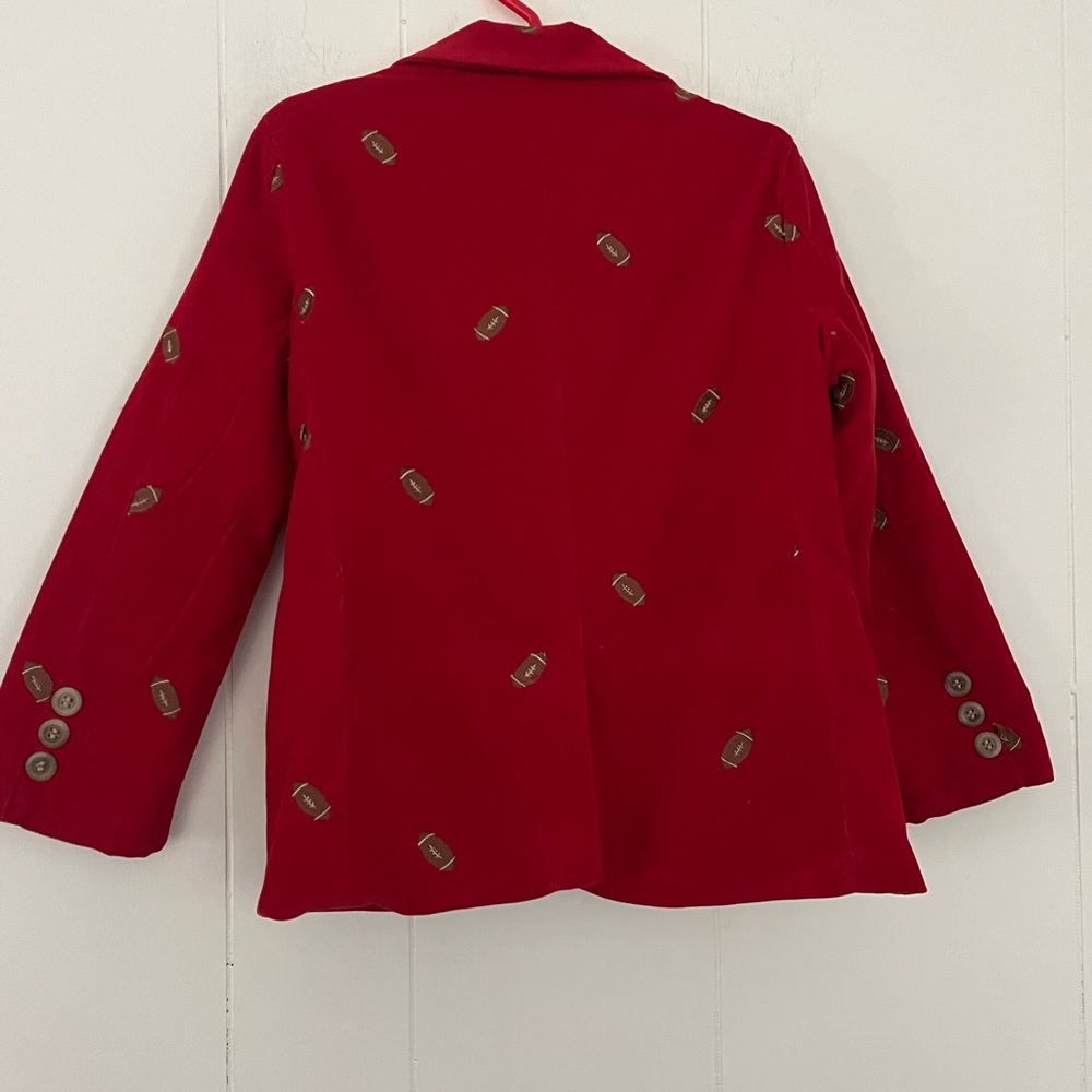 Kelly’s Kids Red Light Corduroy Blazer Jacket Football Embroidery Size Small 5-6 - Picture 9 of 16